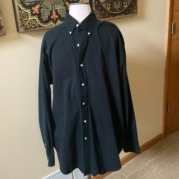Ralph Lauren “Blake” size large 100% cotton black button down - Picture 1 of 5
